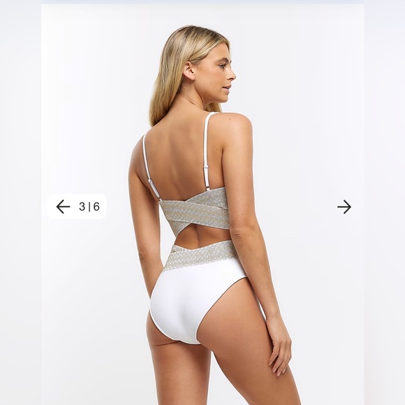 River island high waisted bikini with fuller bust plunge bikini top - Picture 3 of 4